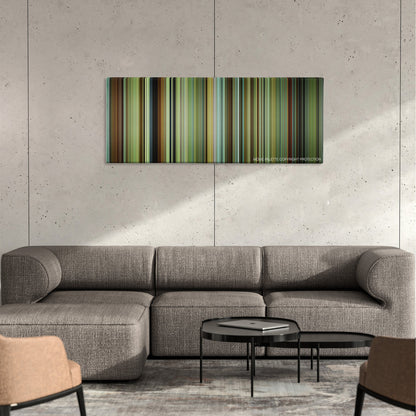 Wild color palette canvas on a concrete wall above a gray sectional sofa