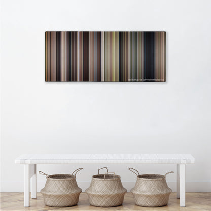 The Bridge on the River Kwai color palette canvas above a white bench with three woven baskets