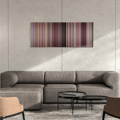 10 Things I Hate About You color palette canvas on a concrete wall above a gray sectional sofa