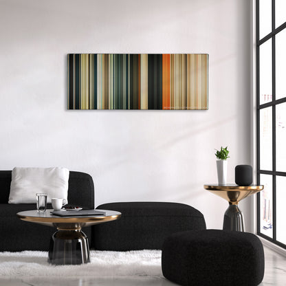 Wrath of the Titans color palette canvas above a black sofa with a gold-topped table