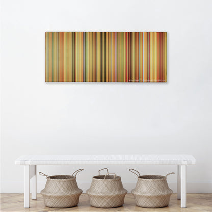 Amelie color palette canvas above a white bench with three woven baskets