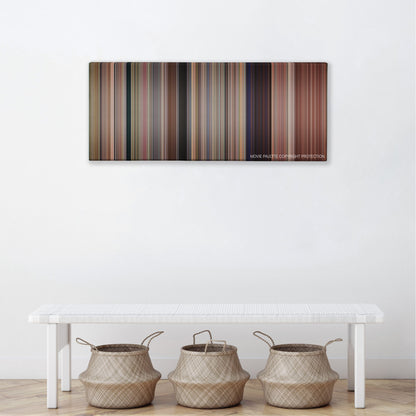 Accepted color palette canvas above a white bench with three woven baskets