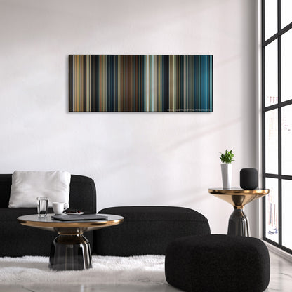 The Amityville Horror color palette canvas above a black sofa with a gold-topped table