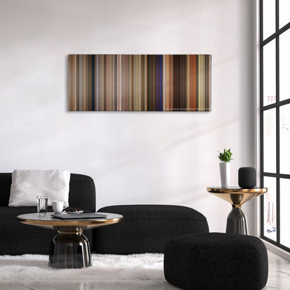 17 Again color palette canvas above a black sofa with a gold-topped table