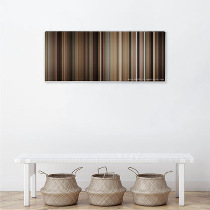 Chef color palette canvas above a white bench with three woven baskets
