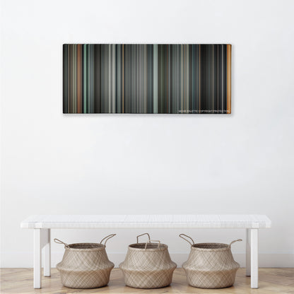 Death Race color palette canvas above a white bench with three woven baskets