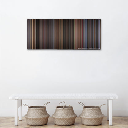 Lara Croft: Tomb Raider color palette canvas above a white bench with three woven baskets