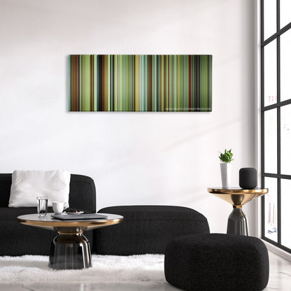 Wild color palette canvas above a black sofa with a gold-topped table
