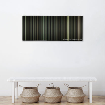 J. Edgar color palette canvas above a white bench with three woven baskets