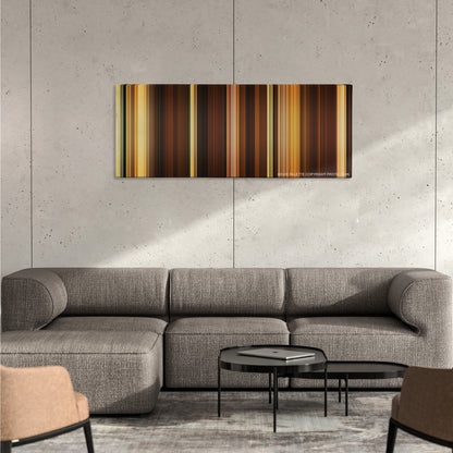 Midnight in Paris color palette canvas on a concrete wall above a gray sectional sofa