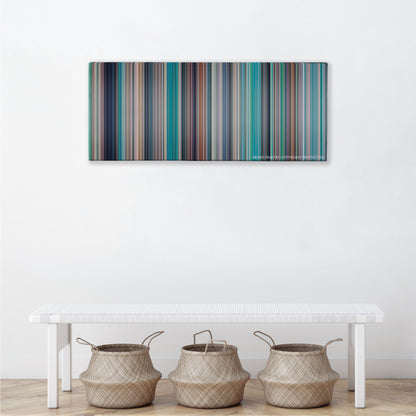 Kiki's Delivery Service color palette canvas above a white bench with three woven baskets