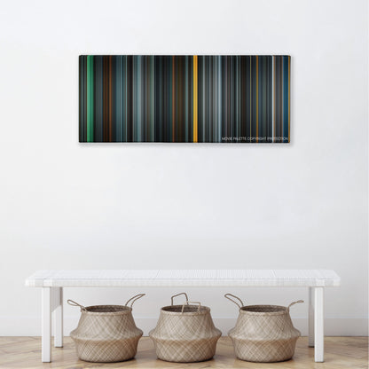Max Payne color palette canvas above a white bench with three woven baskets