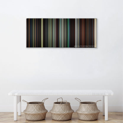 Eragon color palette canvas above a white bench with three woven baskets