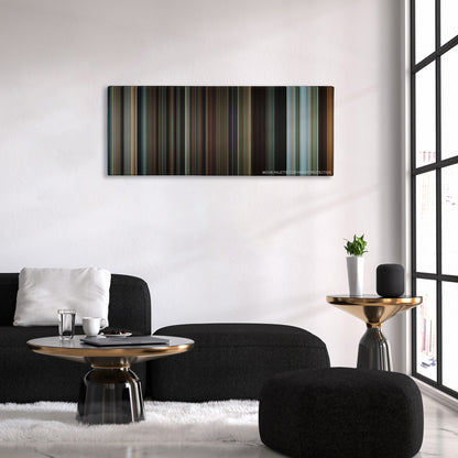The Twilight Saga: Eclipse color palette canvas above a black sofa with a gold-topped table