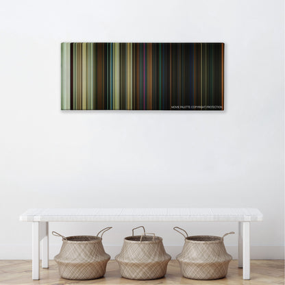 Halloween color palette canvas above a white bench with three woven baskets