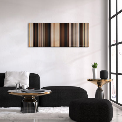 A Million Ways to Die in the West color palette canvas above a black sofa with a gold-topped table
