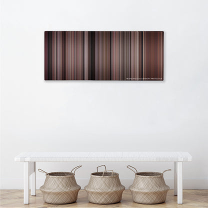 Rocky II color palette canvas above a white bench with three woven baskets