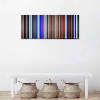 Soul color palette canvas above a white bench with three woven baskets