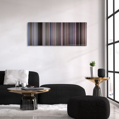 RoboCop color palette canvas above a black sofa with a gold-topped table