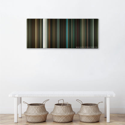 The Number 23 color palette canvas above a white bench with three woven baskets