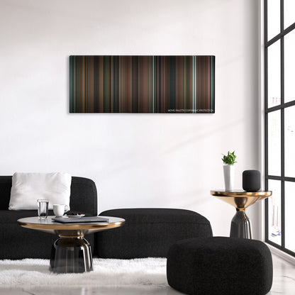 The Exorcism of Emily Rose color palette canvas above a black sofa with a gold-topped table