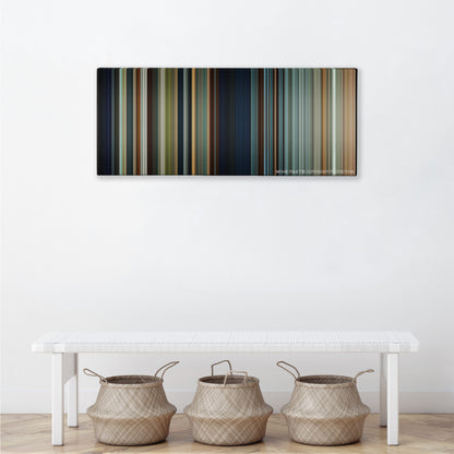 The Chronicles of Narnia: Prince Caspian color palette canvas above a white bench with three woven baskets