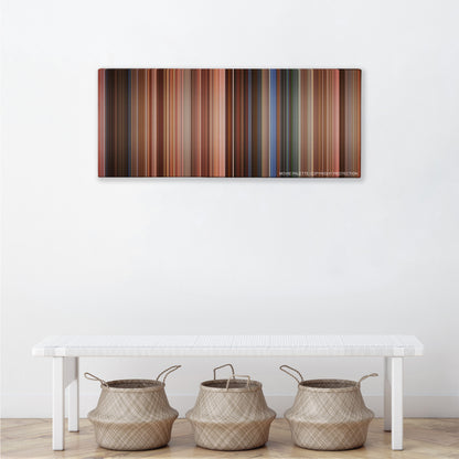 EuroTrip color palette canvas above a white bench with three woven baskets