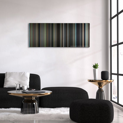 The Judge color palette canvas above a black sofa with a gold-topped table