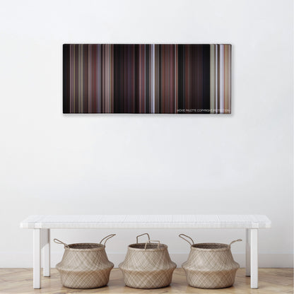 From Russia with Love color palette canvas above a white bench with three woven baskets