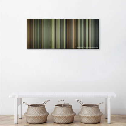 The Boy in the Striped Pajamas color palette canvas above a white bench with three woven baskets