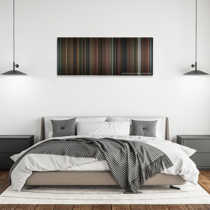 The Exorcism of Emily Rose color palette canvas above a bed, between two black pendant lamps