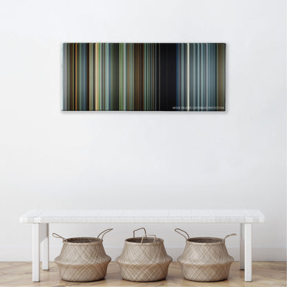 The Walk color palette canvas above a white bench with three woven baskets