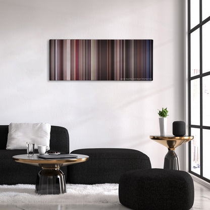 Cape Fear color palette canvas above a black sofa with a gold-topped table