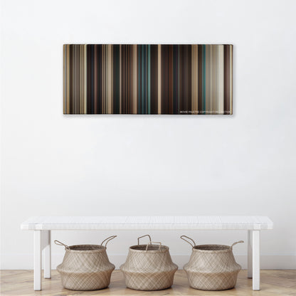 Fast Five color palette canvas above a white bench with three woven baskets