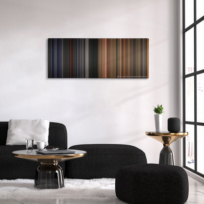 True Romance color palette canvas above a black sofa with a gold-topped table