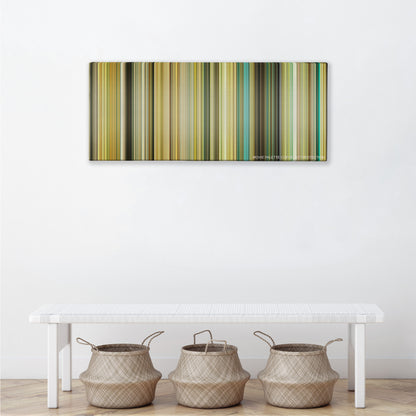 Transporter 2 color palette canvas above a white bench with three woven baskets