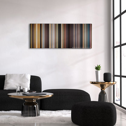 The Last King of Scotland color palette canvas above a black sofa with a gold-topped table