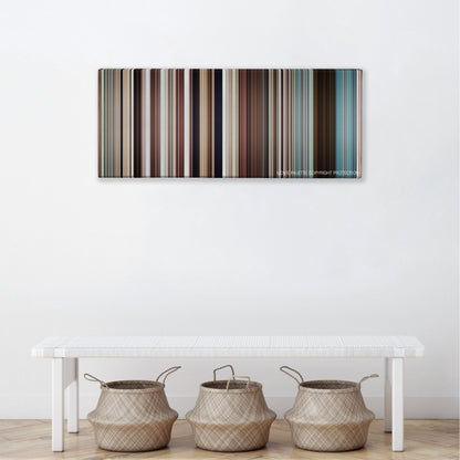 Australia color palette canvas above a white bench with three woven baskets