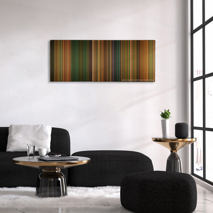 Swordfish color palette canvas above a black sofa with a gold-topped table