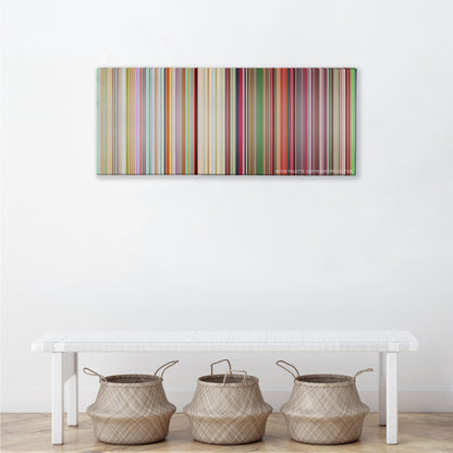 South Park: Bigger, Longer & Uncut color palette canvas above a white bench with three woven baskets