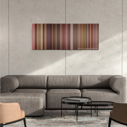 My Best Friend's Wedding color palette canvas on a concrete wall above a gray sectional sofa