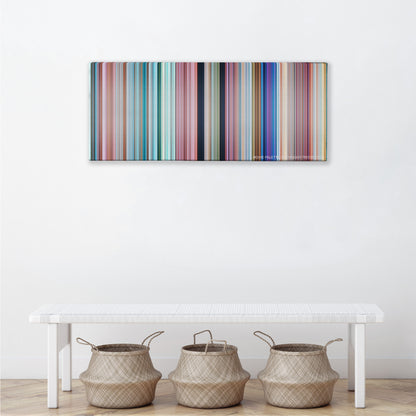 Ice Age: Continental Drift color palette canvas above a white bench with three woven baskets
