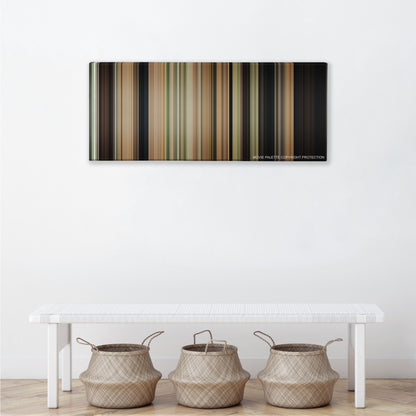 The Sound of Music color palette canvas above a white bench with three woven baskets