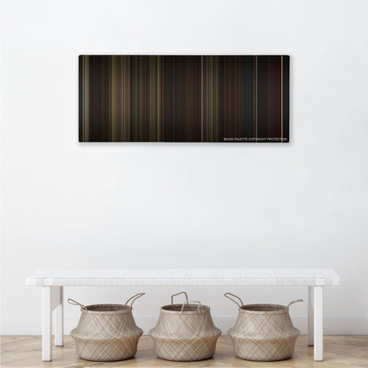 Mother! color palette canvas above a white bench with three woven baskets
