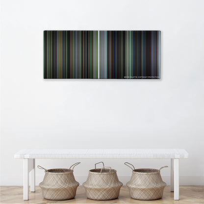 Braveheart color palette canvas above a white bench with three woven baskets