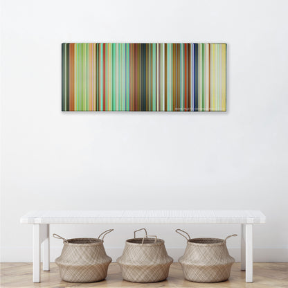 The Simpsons Movie color palette canvas above a white bench with three woven baskets