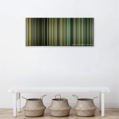 The Kingdom color palette canvas above a white bench with three woven baskets