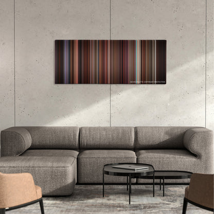 Leaving Las Vegas color palette canvas on a concrete wall above a gray sectional sofa
