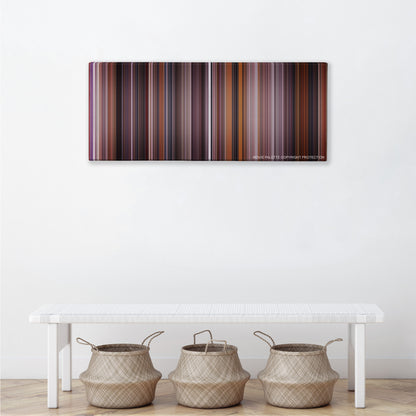 Spider-Man 2 color palette canvas above a white bench with three woven baskets