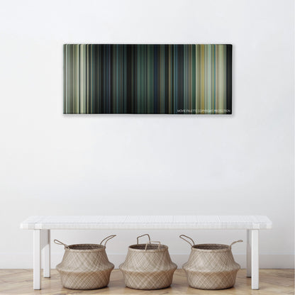 Margin Call color palette canvas above a white bench with three woven baskets